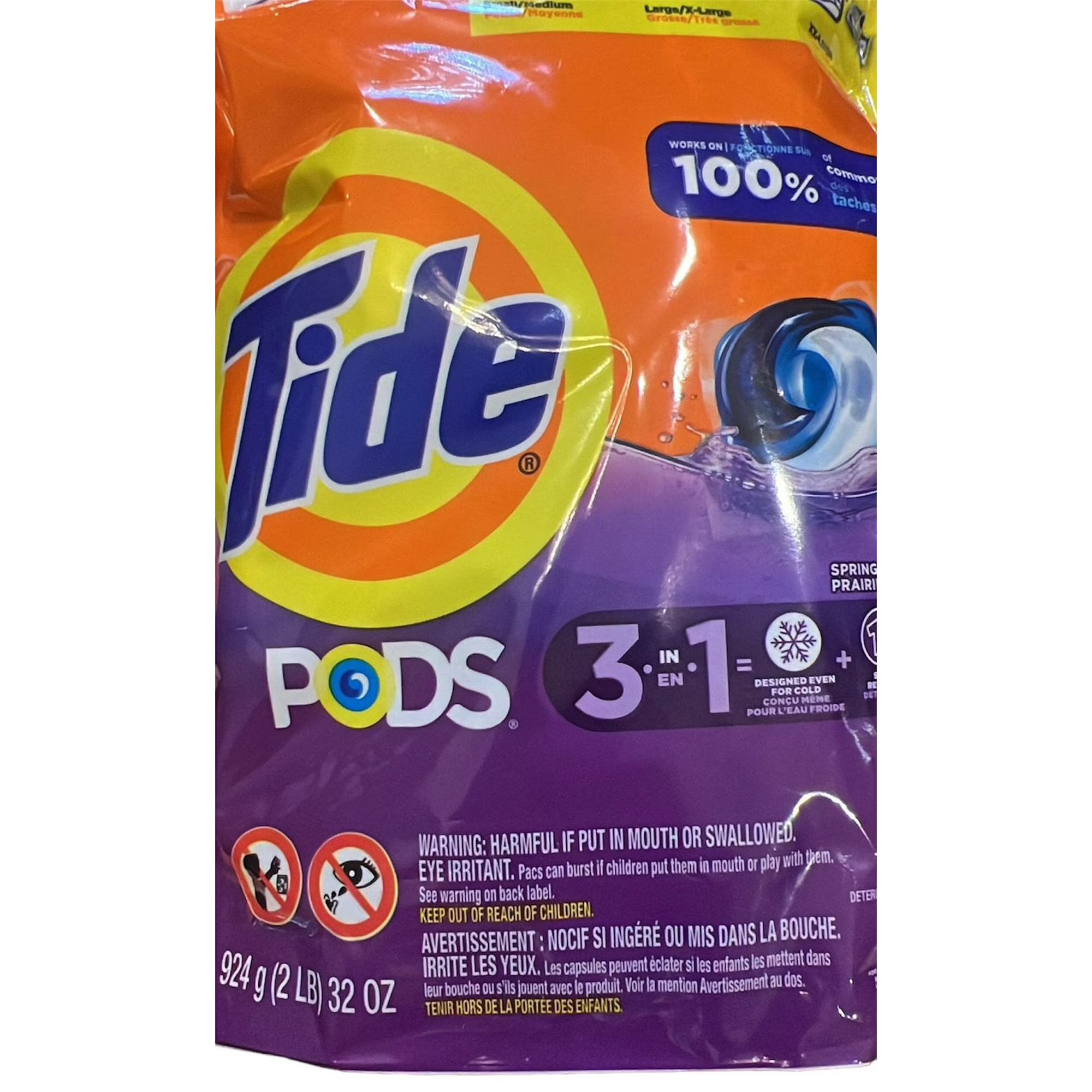 Tide PODS 3 en 1 detergente, remueve manchas32oz, 2 LB, 39 unidades