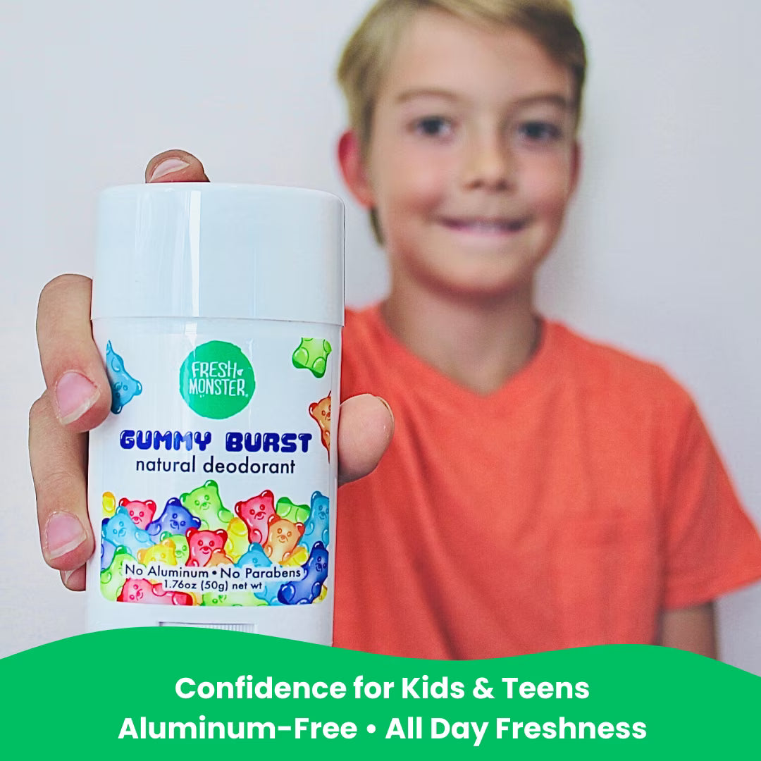 Fresh Monster Desodorante Natural para Niños y Adolescentes, sin Aluminio, Gummy Burst,50g