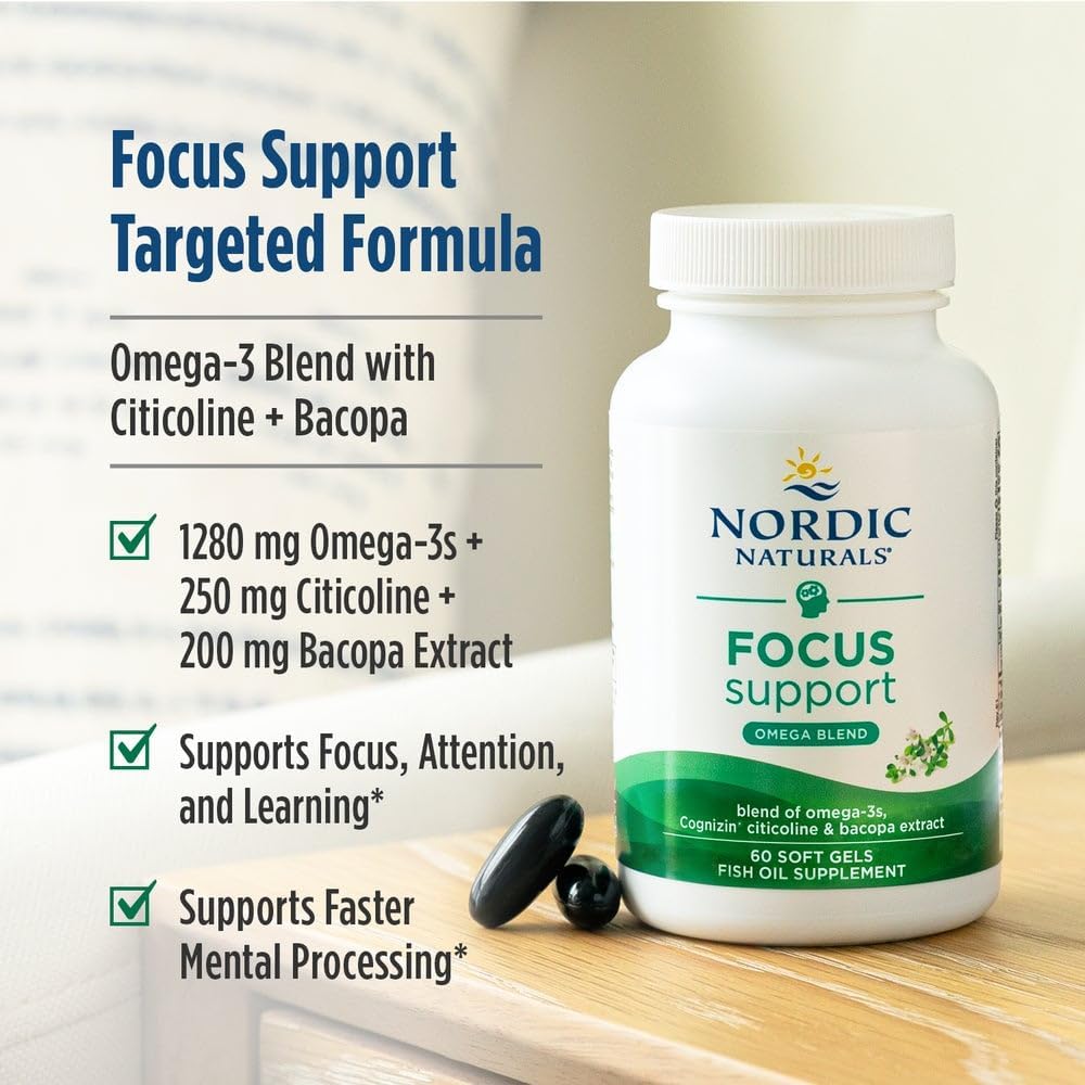 Nordic Naturals Omega Focus 1280 mg de Omega-3 , 60 capsulas sabor a limon