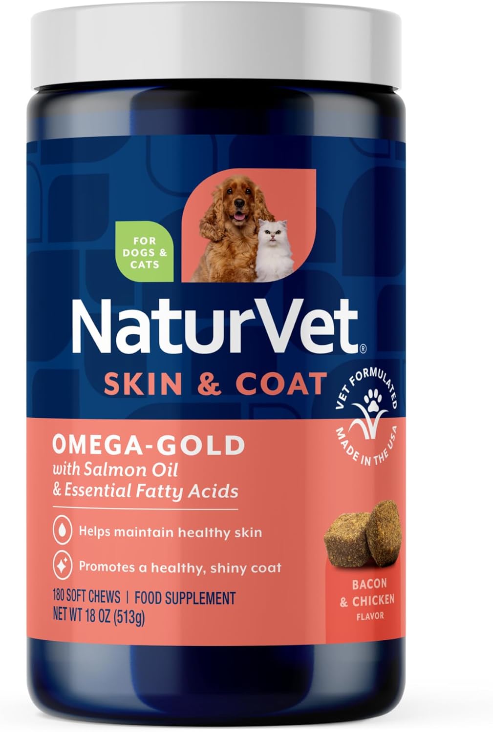 Aceite de salmón para perros Naturvet Omega-gold Plus, 90soft