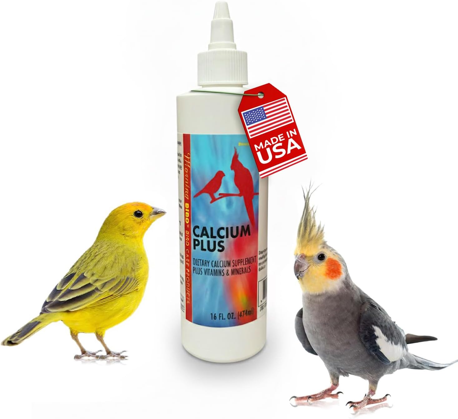 Morning Bird Suplemento Calcio Plus para la salud aviar, fórmula líquida de calcio con magnesio y vitamina D3, 16 oz