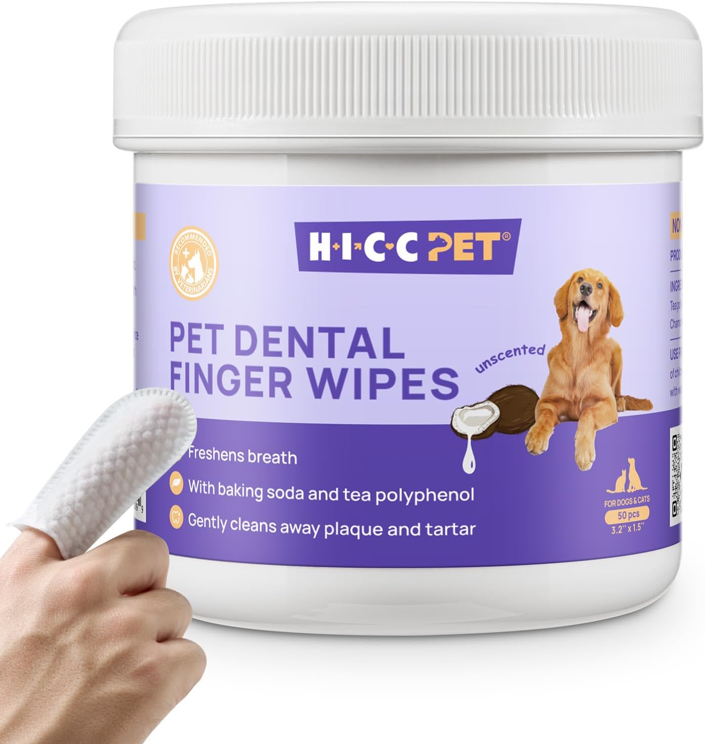 HICC Pet Toallitas de limpieza de dientes para perros y gatos