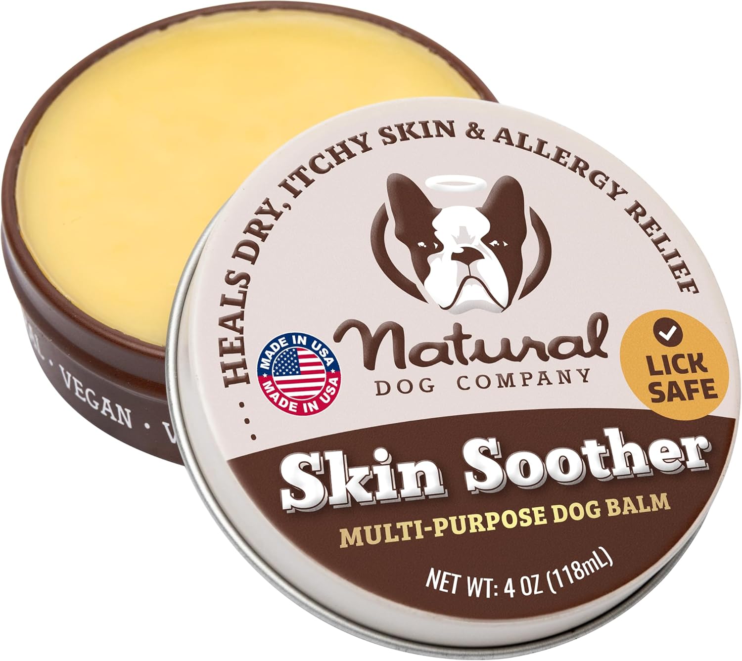 Natural Dog Company Calmante para la piel, lata de 4 onzas,