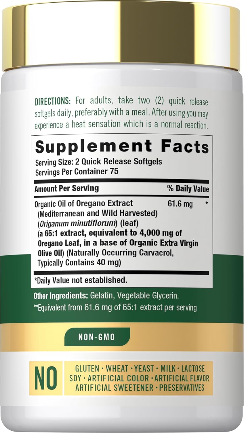 Aceite de Oregano Carlyle 4000mg - Oil of Oregano 150 Capsulas de Gel.