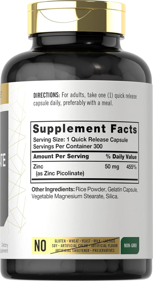 Carlyle - Zinc Picolinate 50mg , 300 capsulas