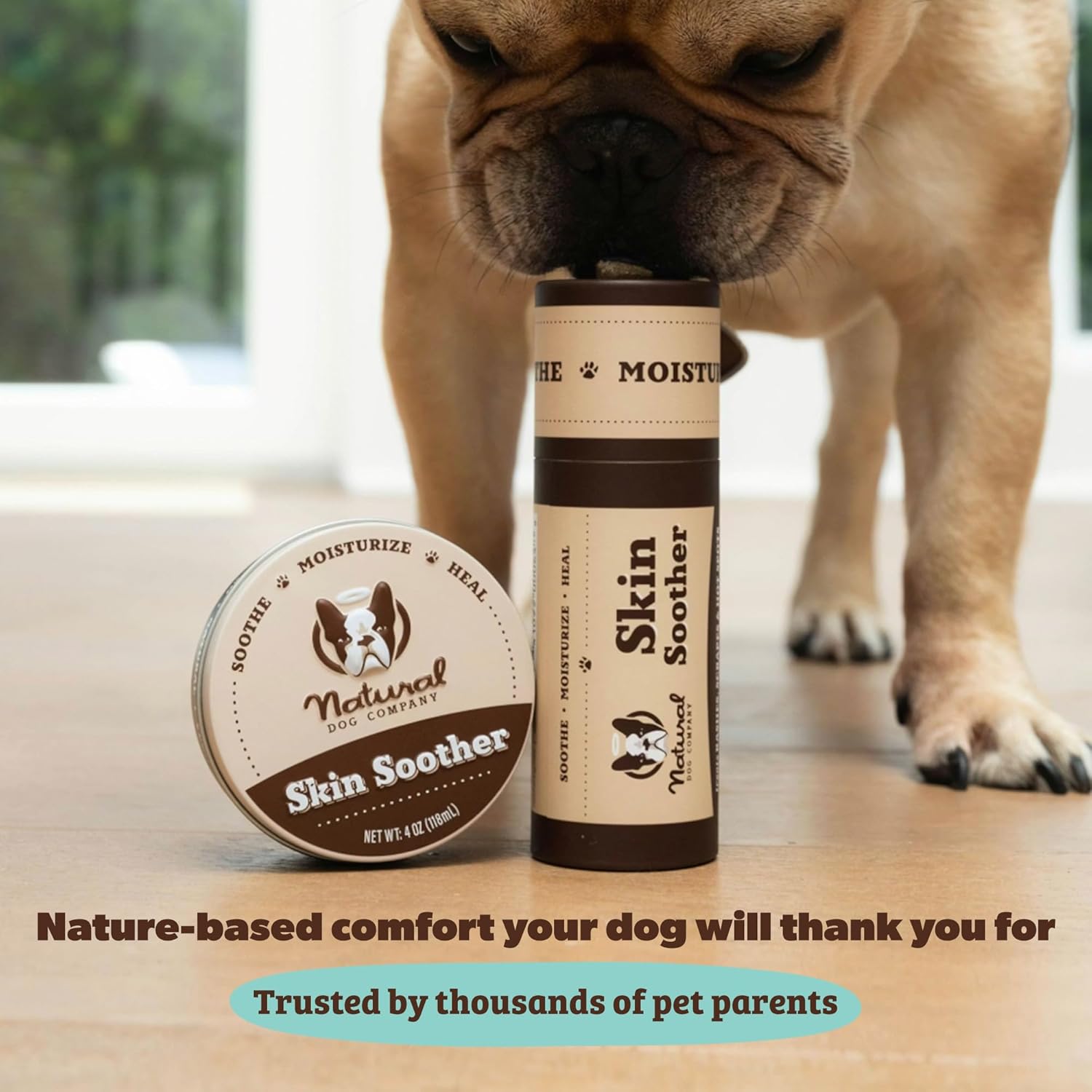 Natural Dog Company Calmante para la piel, lata de 4 onzas,
