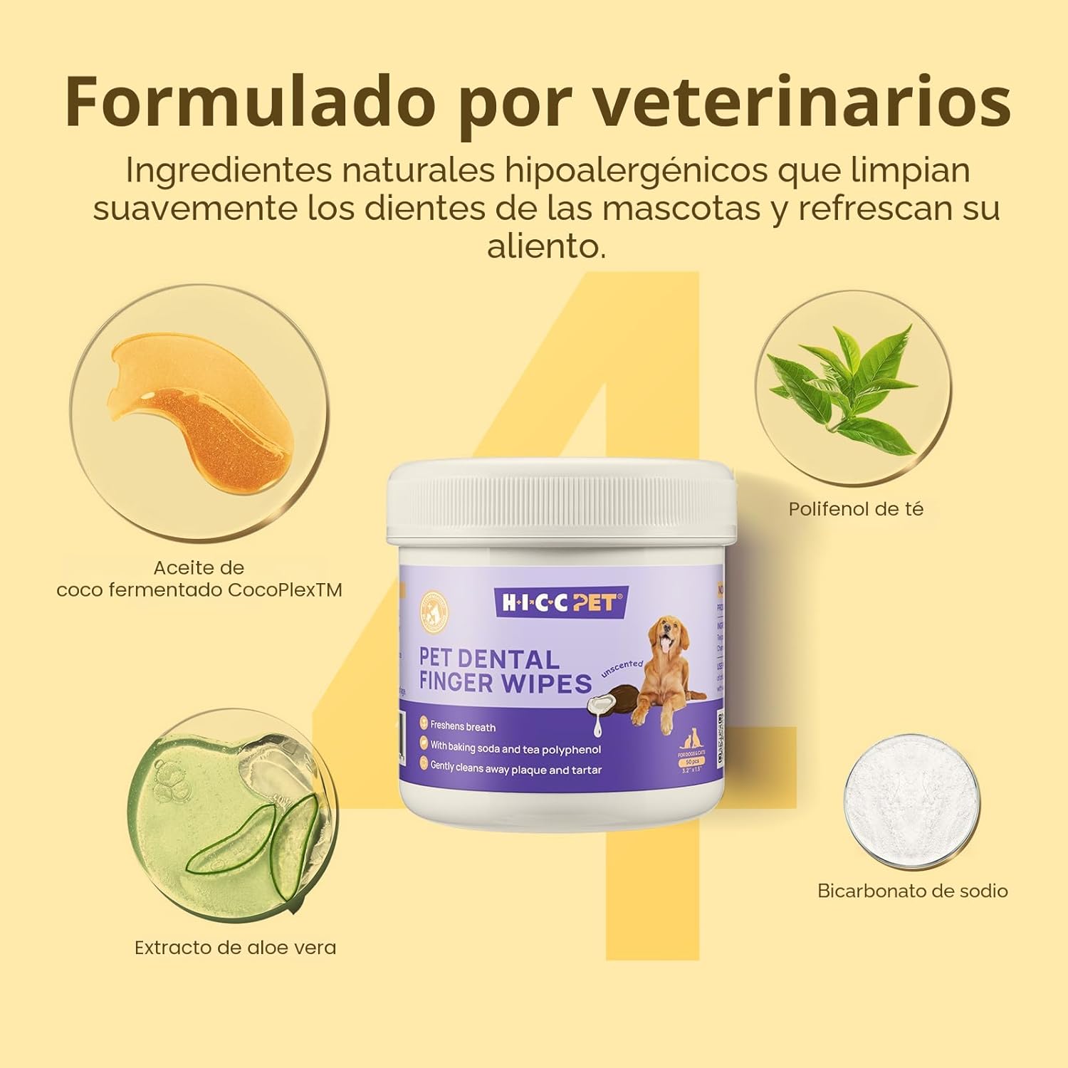 HICC Pet Toallitas de limpieza de dientes para perros y gatos