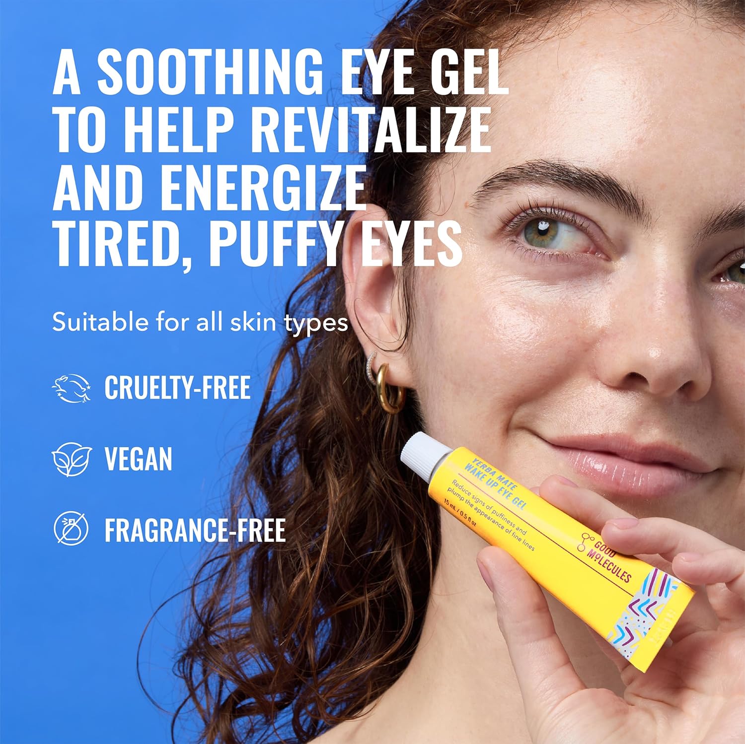 Good Molecules Yerba Mate Wake Up Eye Gel - Crema hidratante para debajo de los ojos con ácido hialurónico, 15ml
