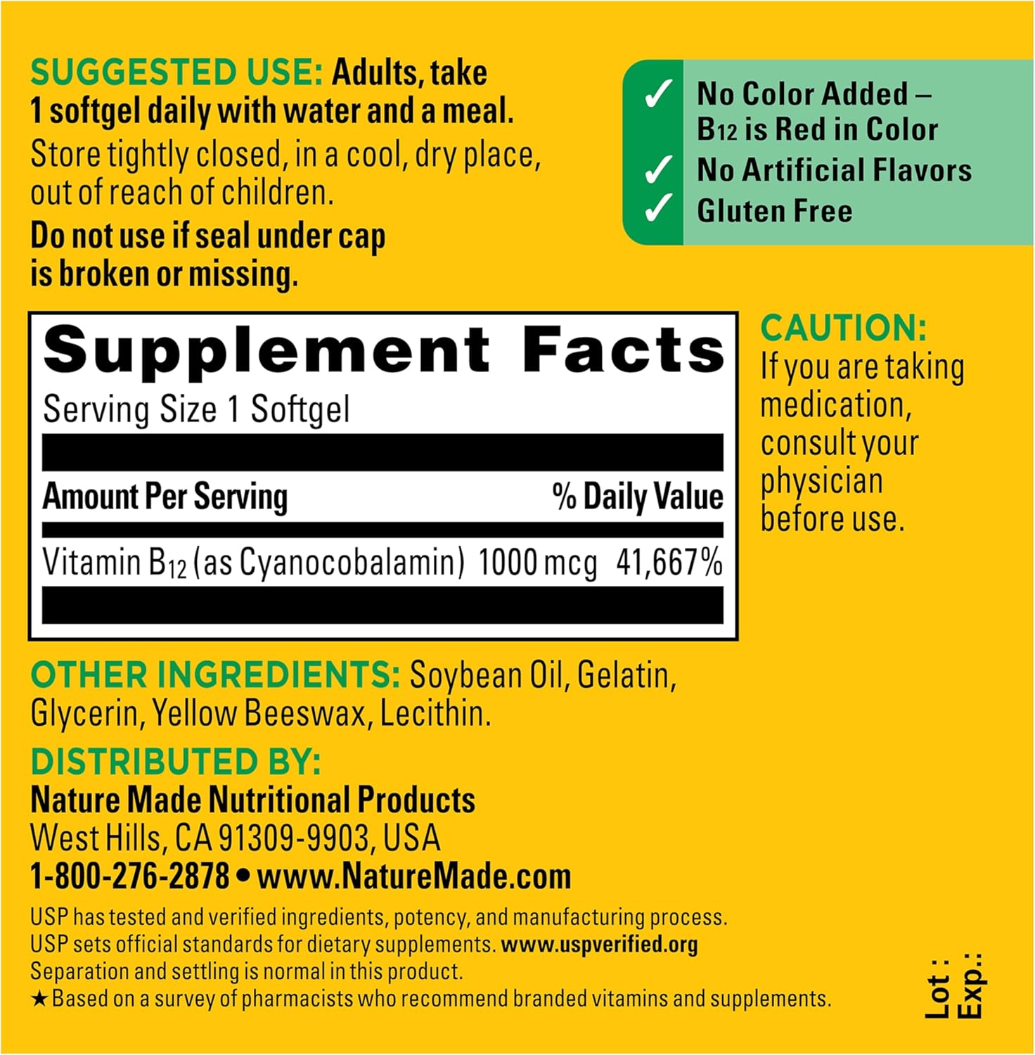 Nature Made - Vitamina B12 1000mcg, 150 capsulas