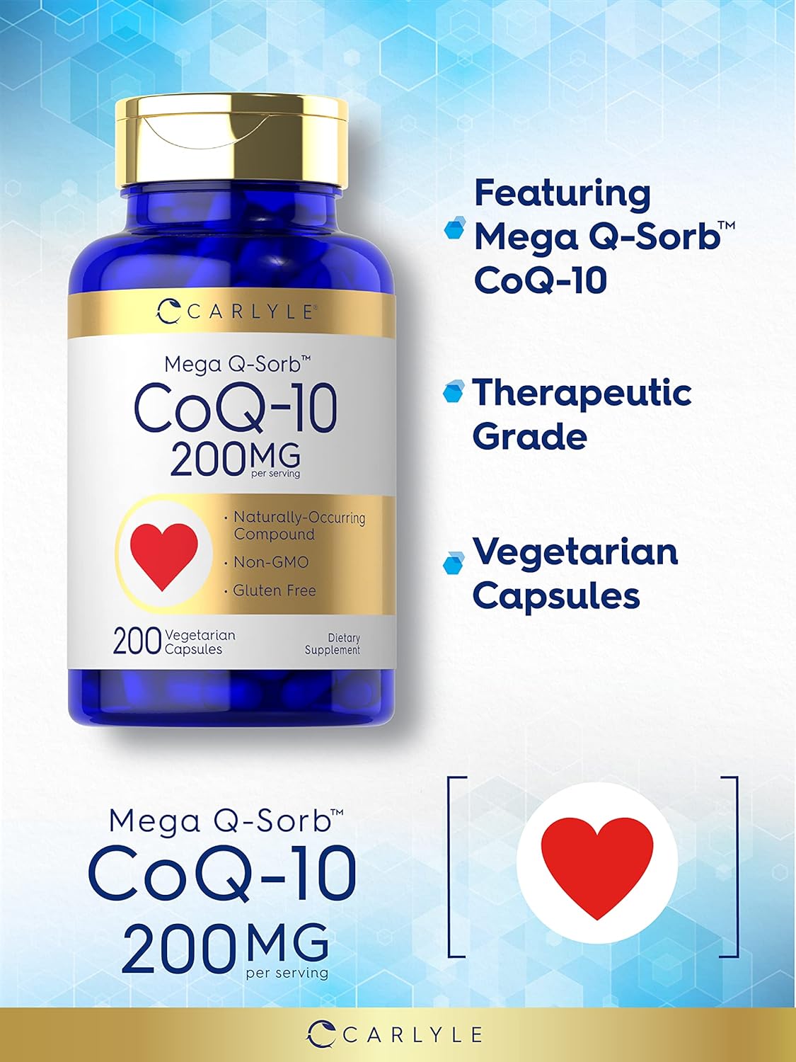 Carlyle - CoQ10 200mg, 200 capsulas vegetarianas