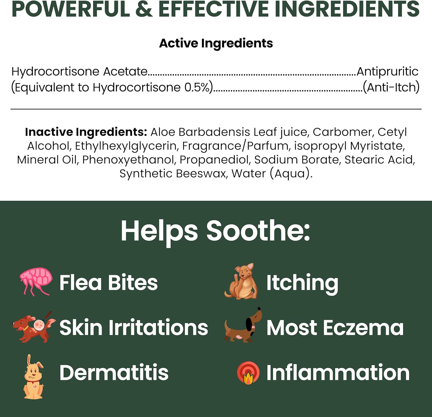 Loción de Hidrocortisona para Perros Crema Antipicazón para Piel Irritada, Picaduras de Pulgas