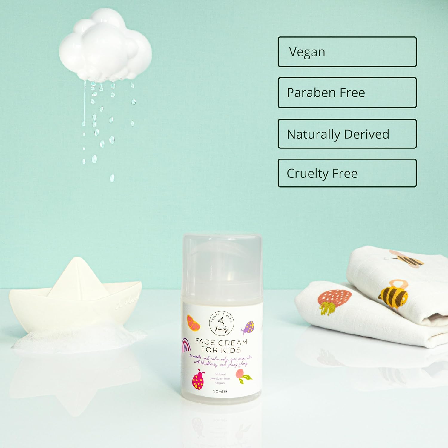 Crema Facial Hidratante Suave para Niños y Preadolescentes, 50ml