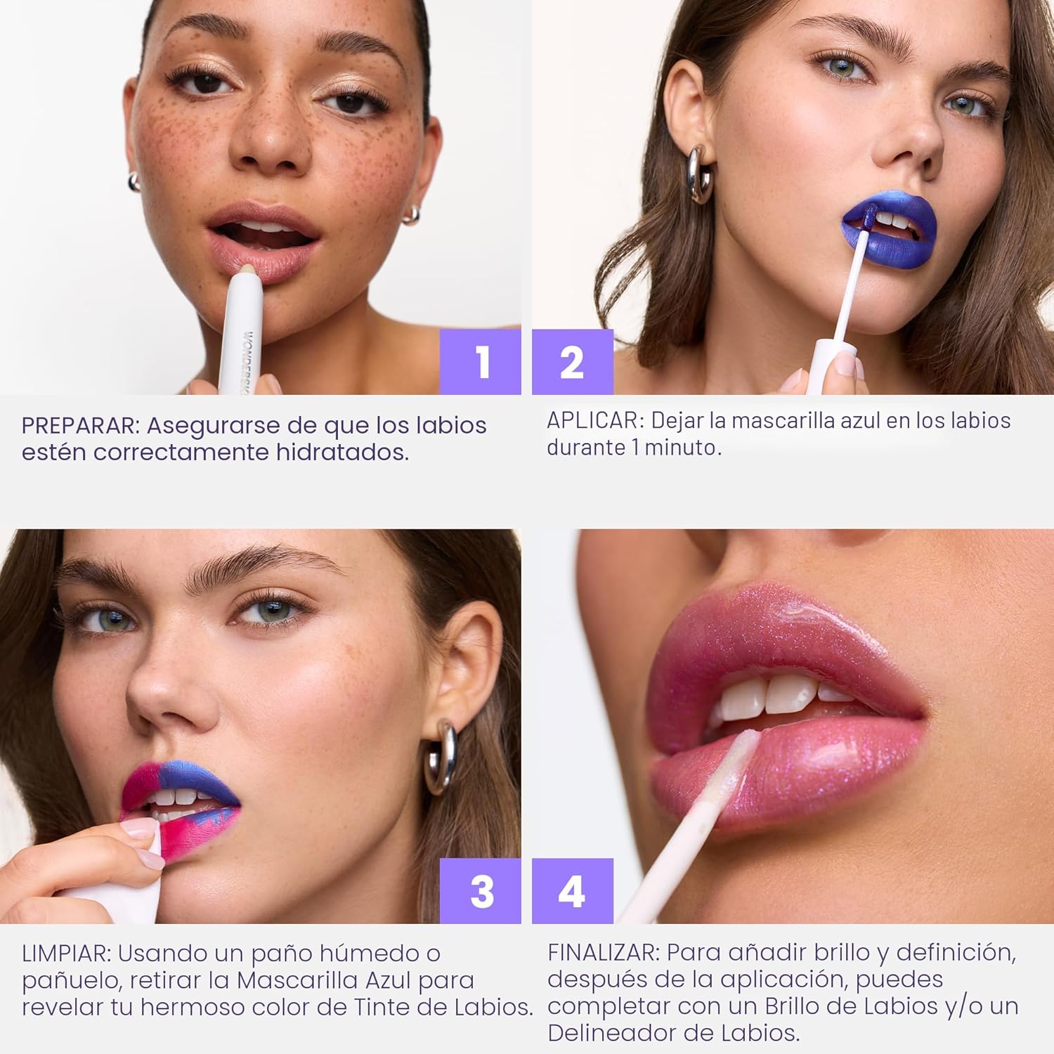Wonderskin Wonder Blading - Mascarilla labial, tinte labial nude de larga duración