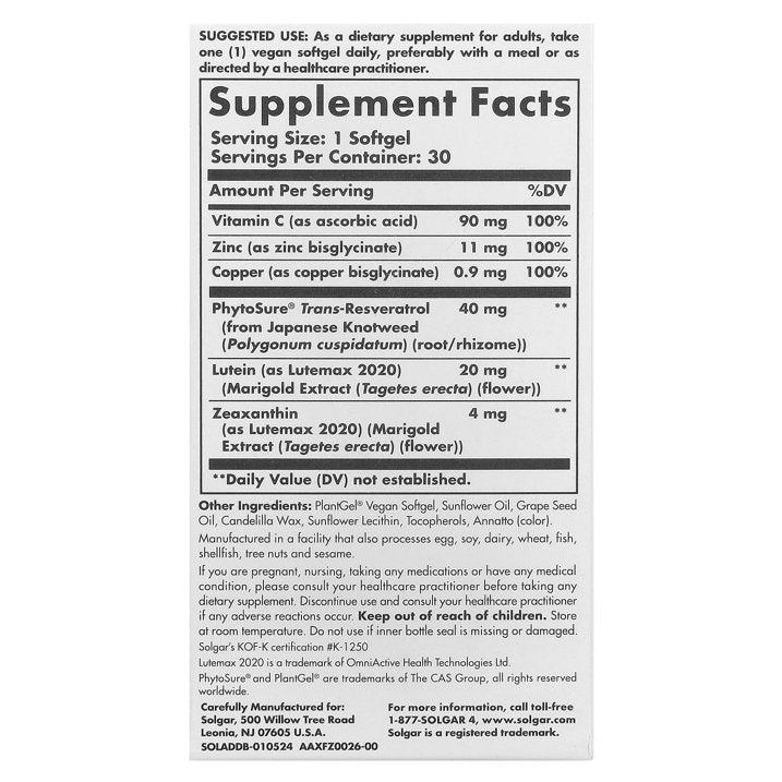 Solgar Nutrición Antiedad, Defensa Digital, 30 Cáp