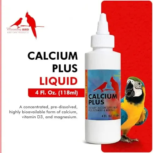 Morning Bird Suplemento Calcio Plus para la salud aviar, fórmula líquida de calcio con magnesio y vitamina D3, 16 oz