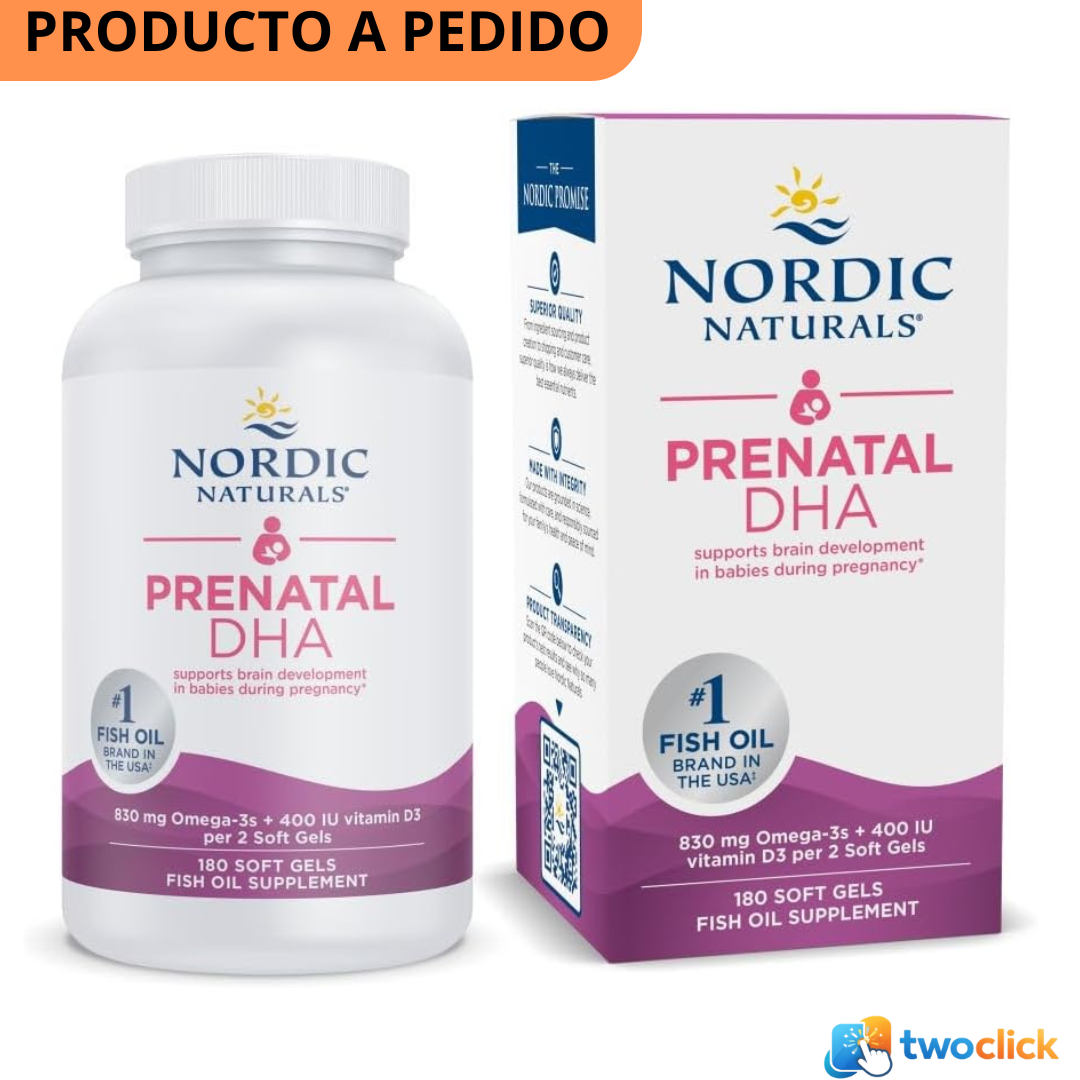 Nordic Naturals DHA prenatal- 830 mg de omega-3 + 400 UI de vitamina D3, 180 capsulas