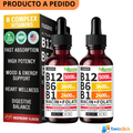 Paquete de 2 gotas líquidas de vitamina B12 y B6, complejo de vitamina B sublingual B12 - Vitamina B 12 de 5000 mcg - B12 metilcobalamina- 60ml cada frasco
