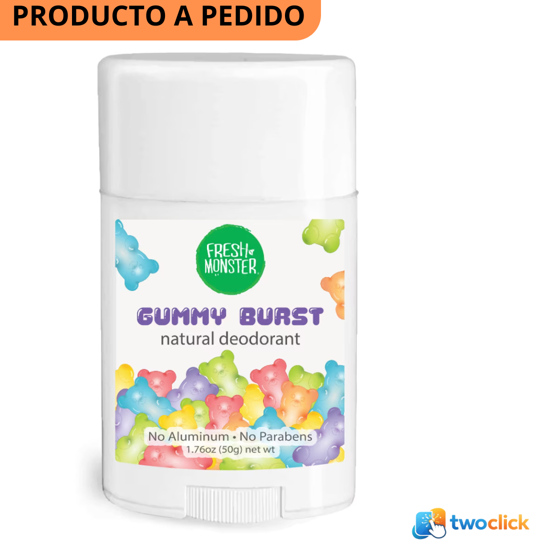 Fresh Monster Desodorante Natural para Niños y Adolescentes, sin Aluminio, Gummy Burst,50g