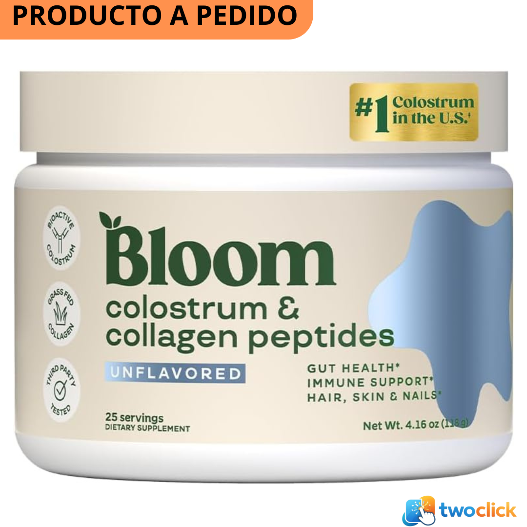 Bloom Nutrition Polvo de calostro bovino con vitamina B-12 para la salud intestinal, 118g