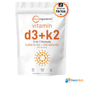 MicroIngredients - Vitamina D3(5,000IU) + K2 (100MCG),  300 capsulas