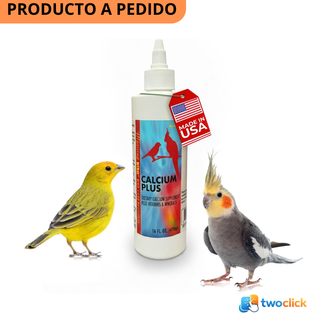 Morning Bird Suplemento Calcio Plus para la salud aviar, fórmula líquida de calcio con magnesio y vitamina D3, 16 oz