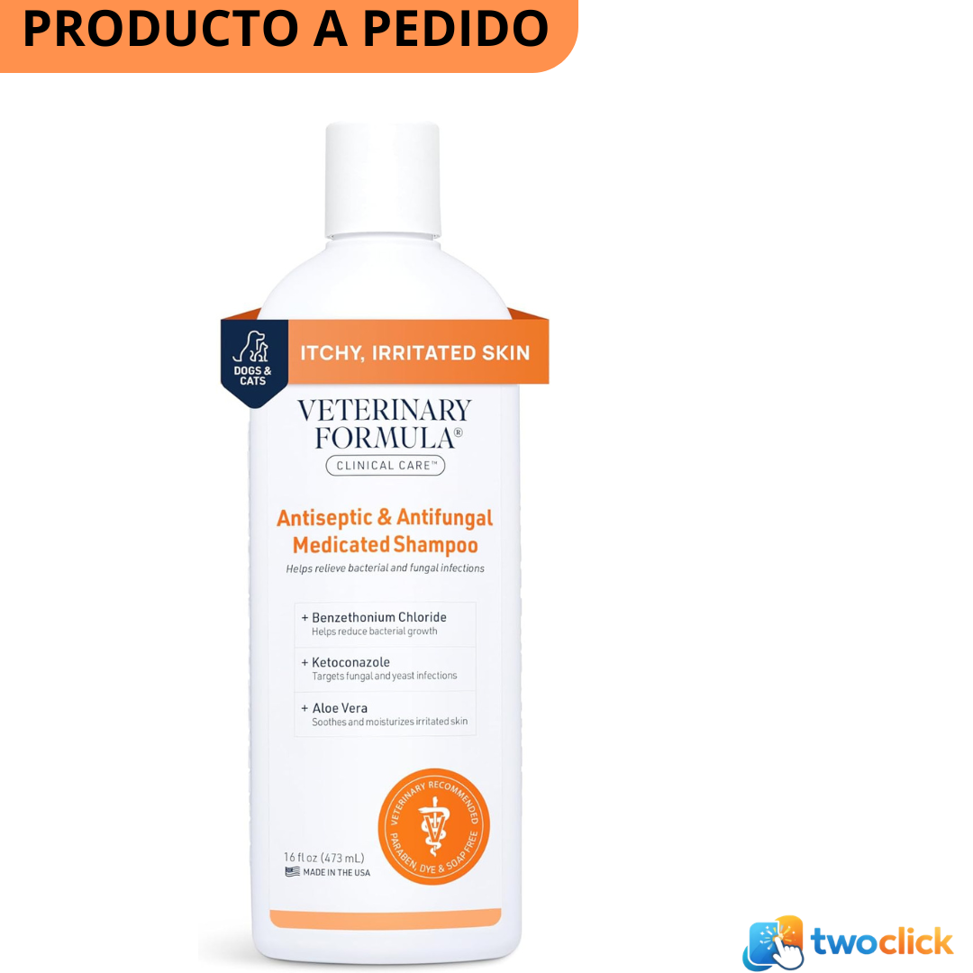 Veterinary Formula Clinical Care Champú Medicado Antiséptico y Antifúngico para Perros y Gatos, 16 Fl Oz