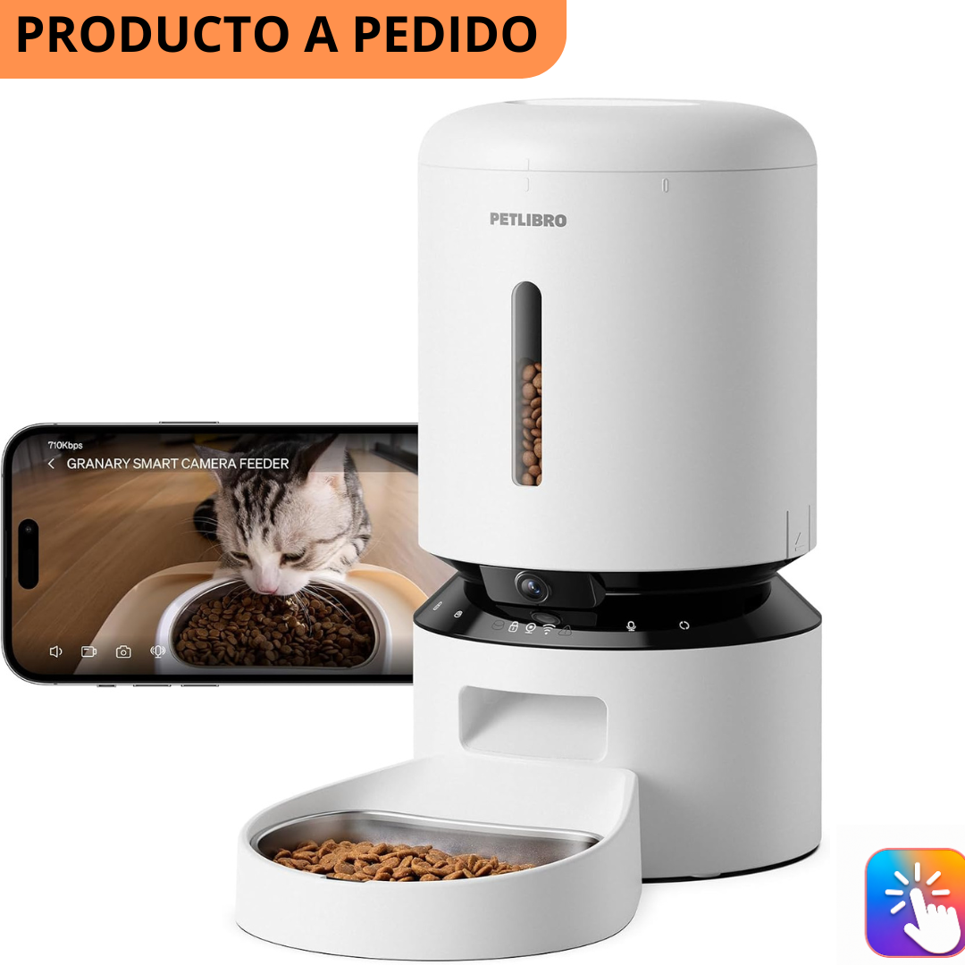 PETLIBRO Comedero automático para gatos con cámara, video HD 1080P con visión nocturna, alimentador WiFi 5G para mascotas con audio de 2 vías, sensor de bajo contenido de alimentos y bloqueo, alertas